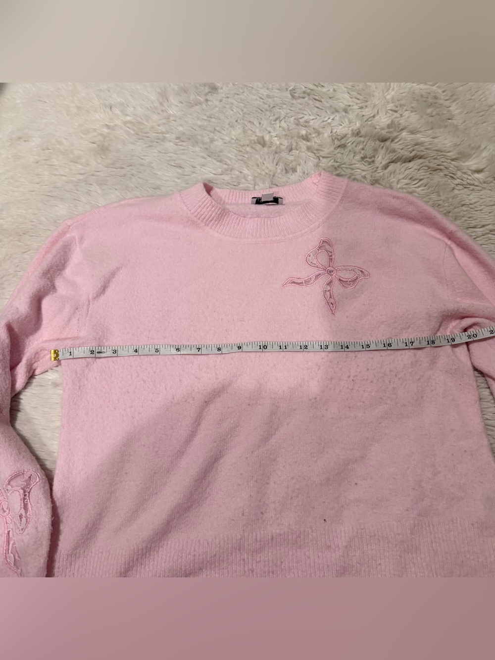CeCe Lace Bow Inset Sweater - Picture 7 of 8
